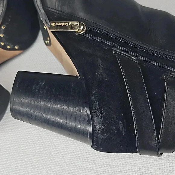Louis et Cie Women's Black Leather Zip Up Suede Ankle Boot with Buckle Size 8.5 - Picture 14 of 16